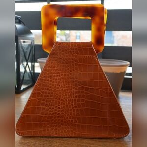 Urban Expressions Cognac Croc-Embossed Mini Shoulder Bag with Gold Hardware